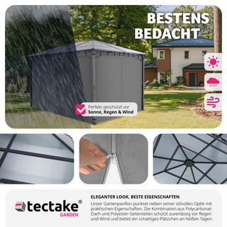 Tectake Gartenpavillon lichtdurchlässiges Dach aus Polycarbonat-Platten  