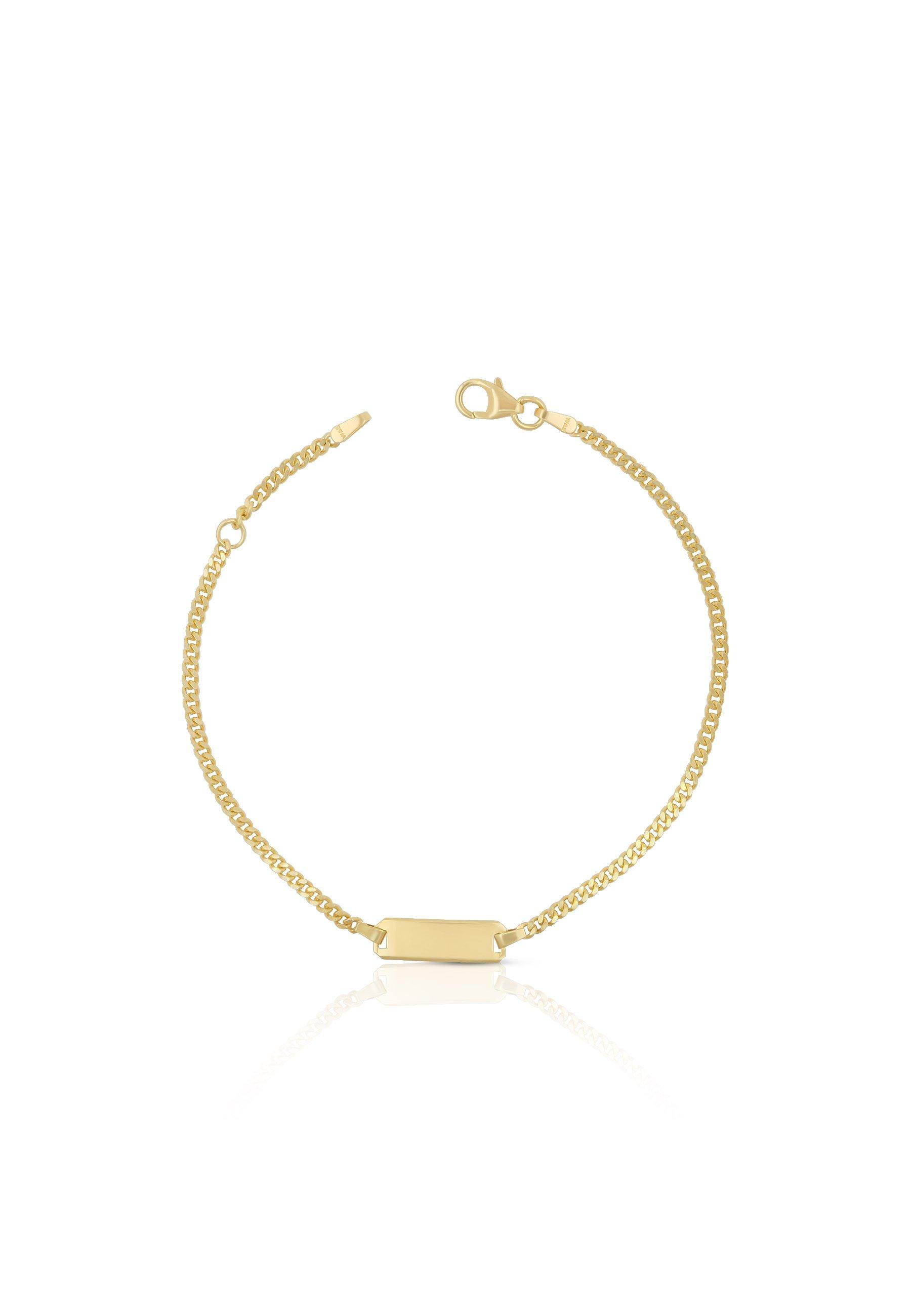 Image of Bébé Bracelet Panzer Gelbgold 750, 14cm Gravurplatte 2.1cm Damen Gelbgold 14cm