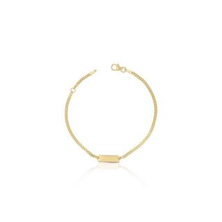 MUAU Schmuck  Bébé Bracelet Panzer Gelbgold 750, 14cm Gravurplatte 2.1cm 