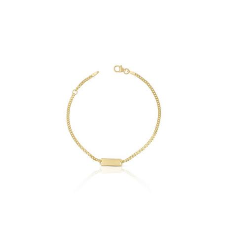 MUAU Schmuck  Bébé Bracelet Panzer Gelbgold 750, 14cm Gravurplatte 2.1cm 