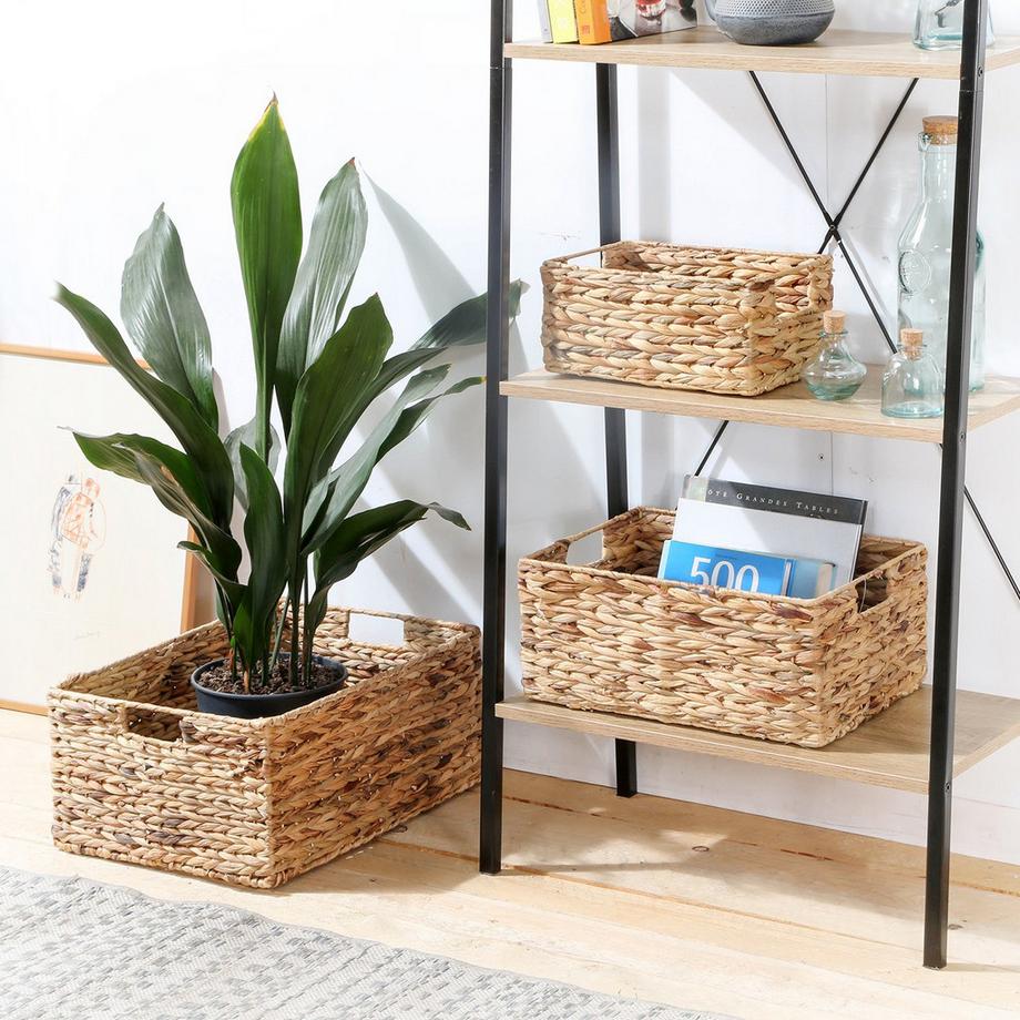 Calicosy Körben aus Wasserhyazinthe mit Metallrahmen - Set aus 3  