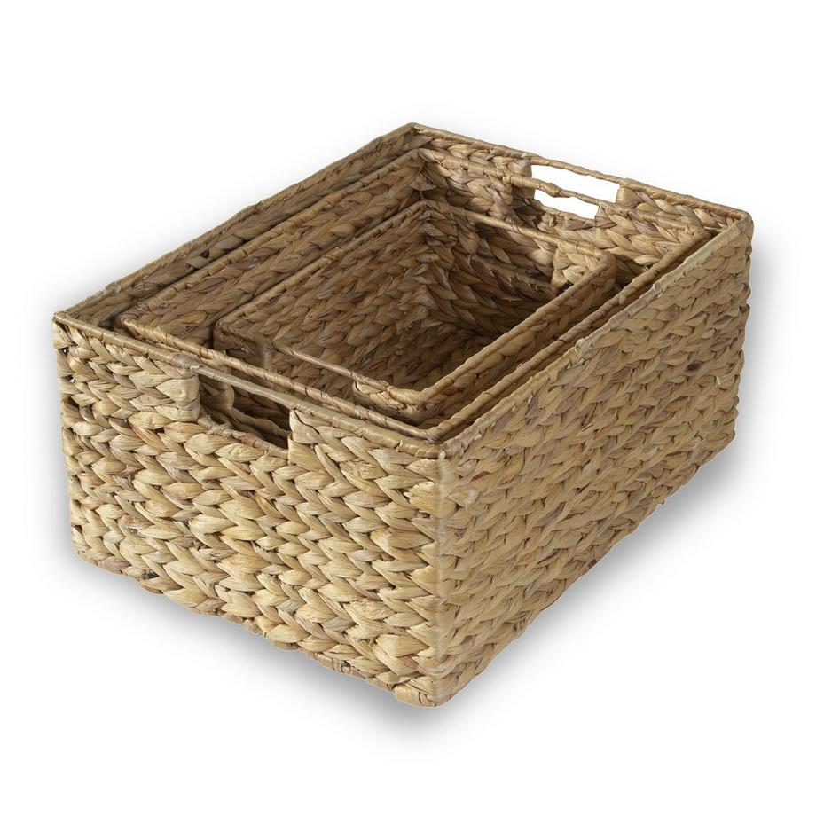 Calicosy Körben aus Wasserhyazinthe mit Metallrahmen - Set aus 3  