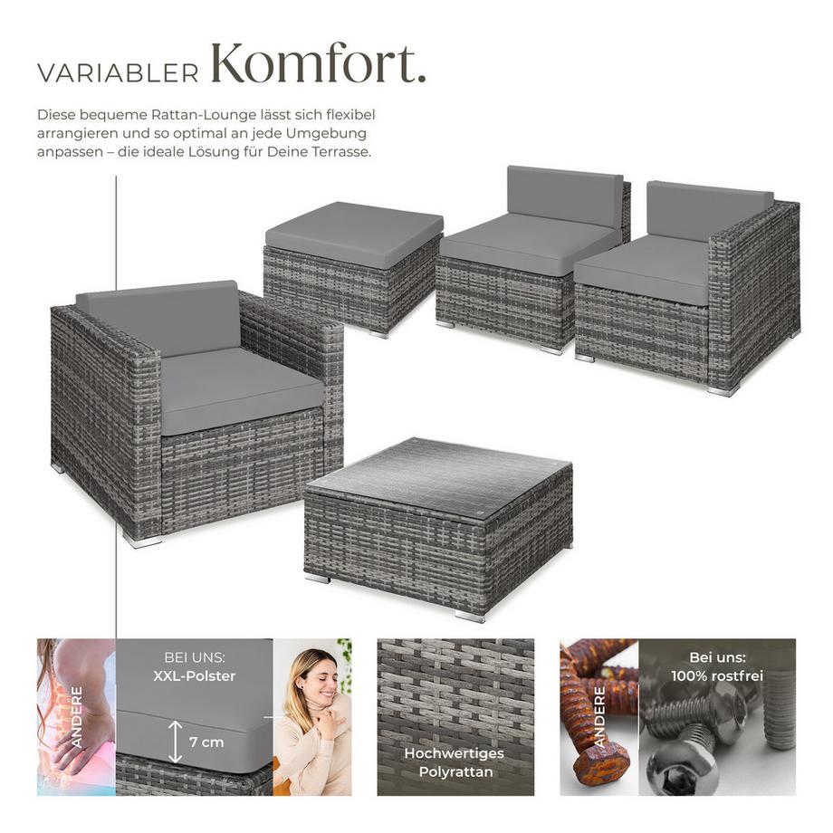 Tectake Rattan Lounge Milano für 4 bis 5 Personen widerstandsfähig  