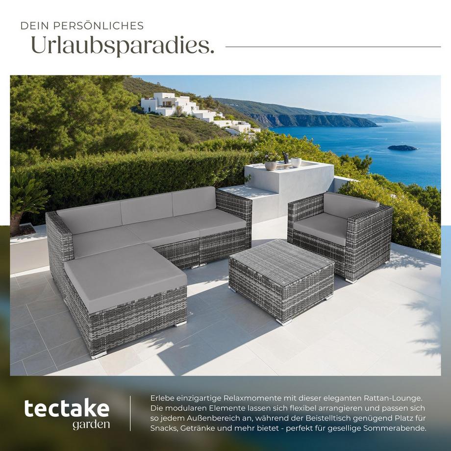 Tectake Rattan Lounge Milano für 4 bis 5 Personen widerstandsfähig  