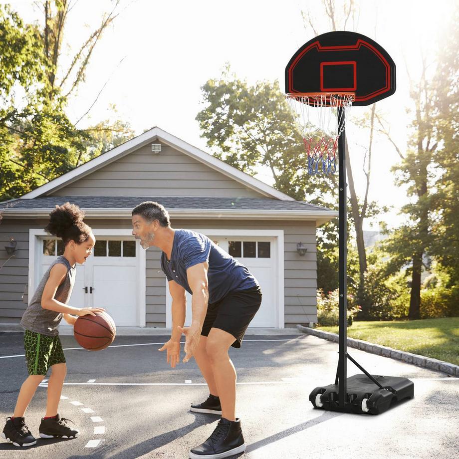Basketballkorb Mit Ständer Outdoor Höhenverstellbar Basketballständer Mit Rädern 195-250 Cm Geeignet Für 8-14 Jahre