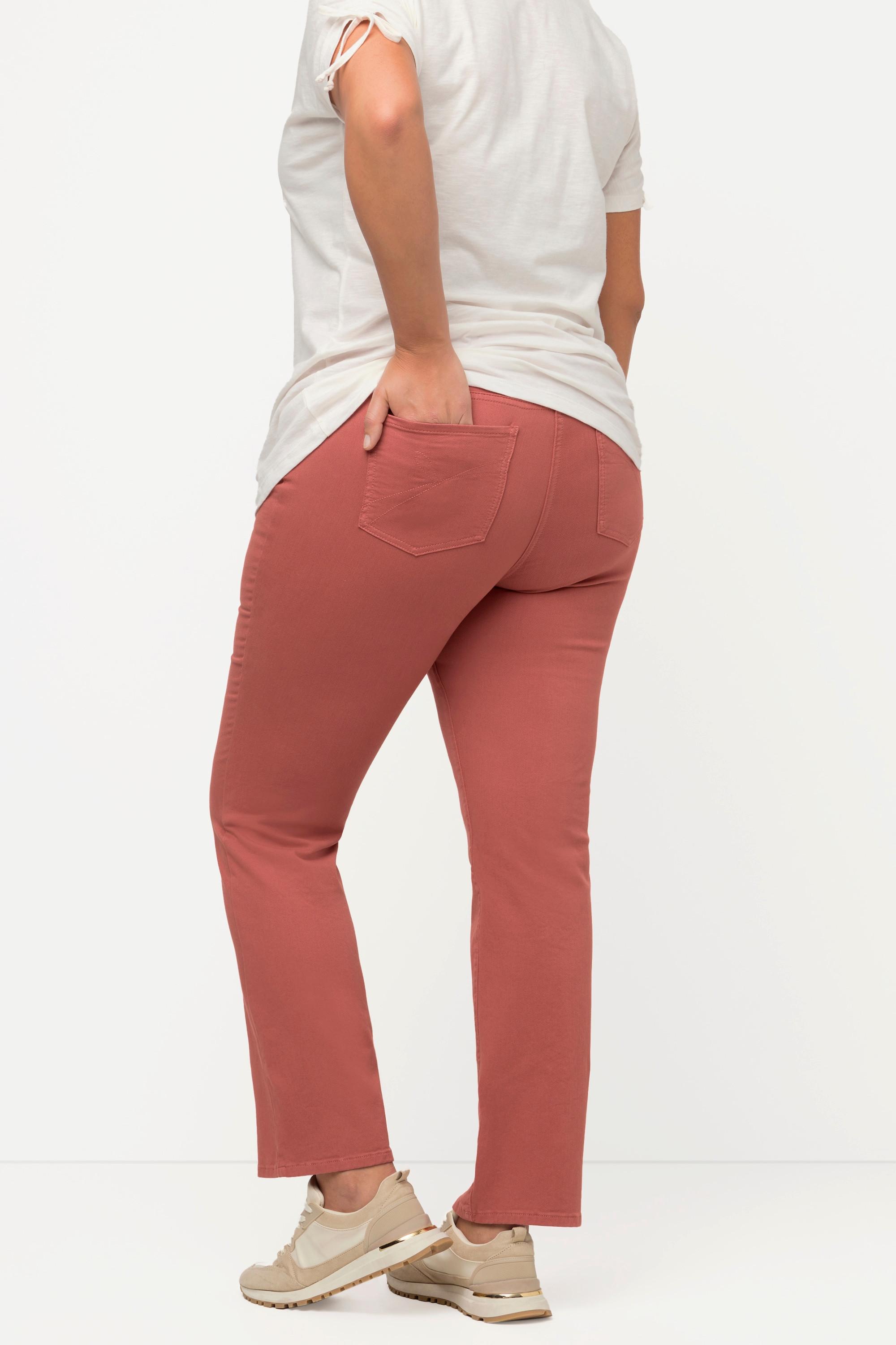 Ulla Popken  Jean coloré Mandy, jambes larges, ceinture confortable, coton bio 