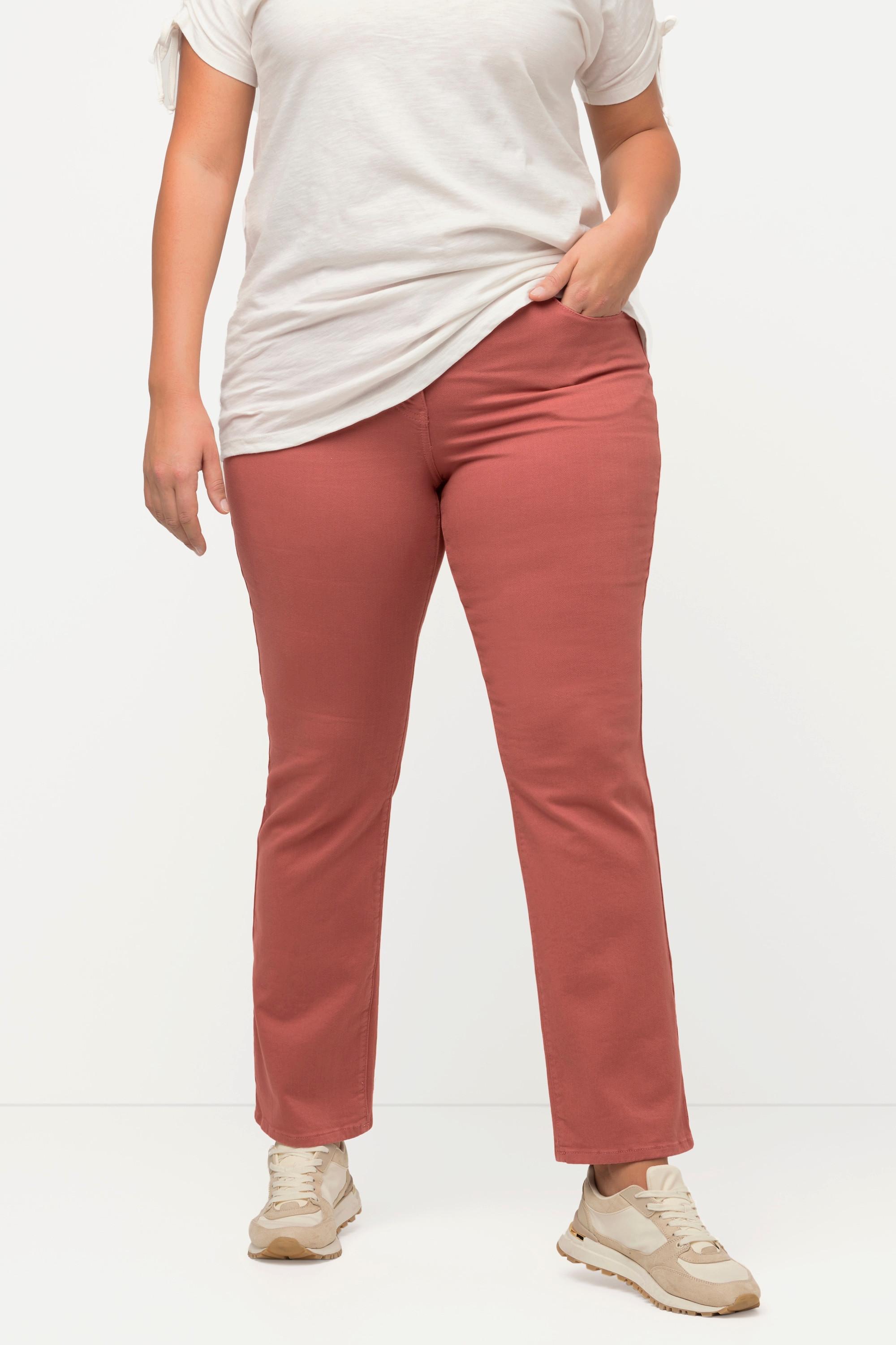 Ulla Popken  Jean coloré Mandy, jambes larges, ceinture confortable, coton bio 