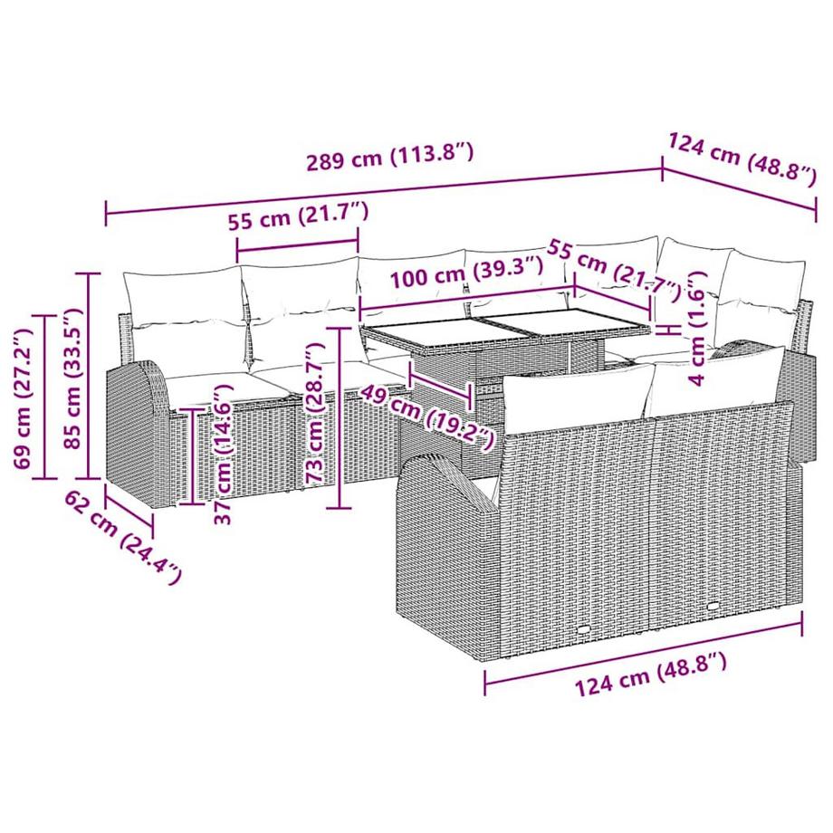 VidaXL Ensemble de canapé de jardin poly rattan  
