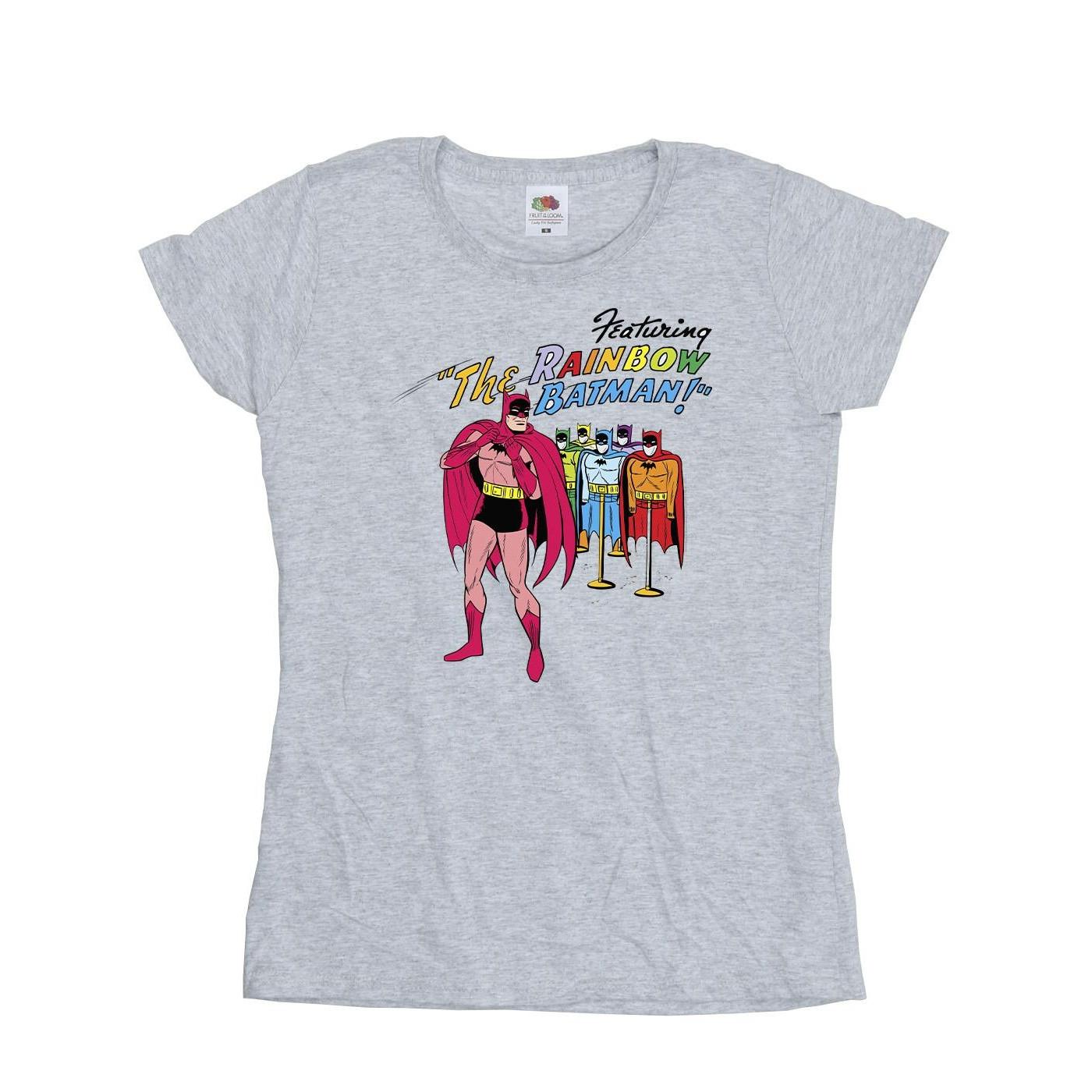 Image of Batman Comic Cover Rainbow Batman Tshirt Damen Grau M