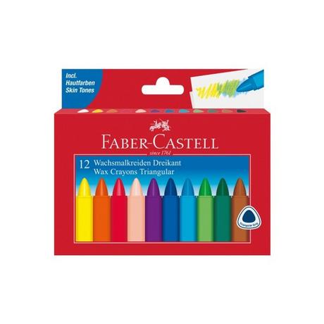 Faber-Castell FABER-CASTELL Wachskreide Dreikant 120010 12 Stück, mehrfarbig  