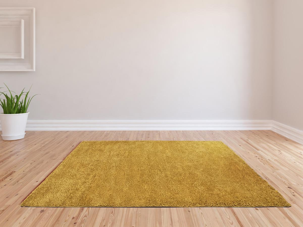 Vente-unique  Tapis shaggy à poils longs - 120 x 170 cm - Jaune moutarde - MILINIO 