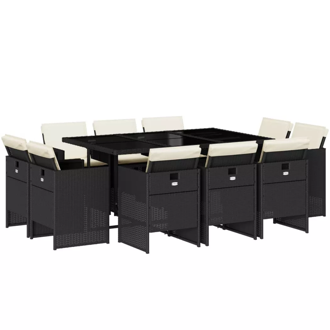 VidaXL - set da pranzo da giardino Polirattan, One Size, Nero