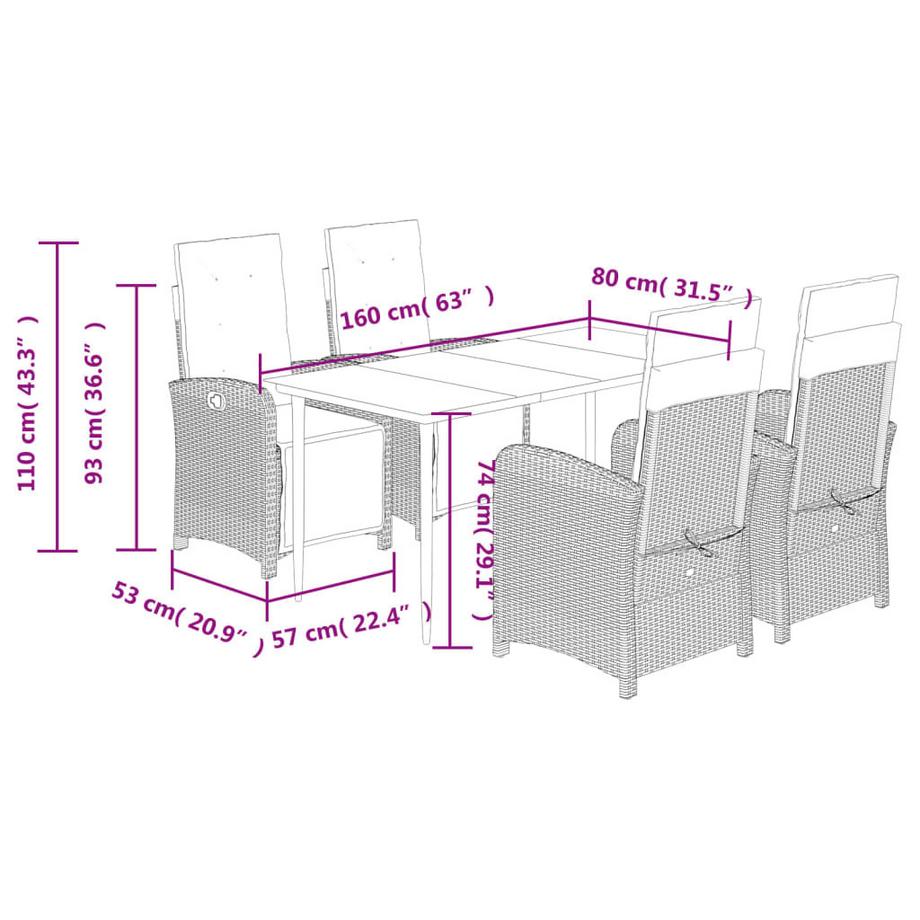VidaXL Garten essgruppe poly-rattan  