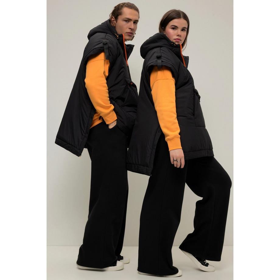 Studio Untold Gilet Poncho Unisexe Capuche Fermeture Éclair Couleur Poche Kangourou  