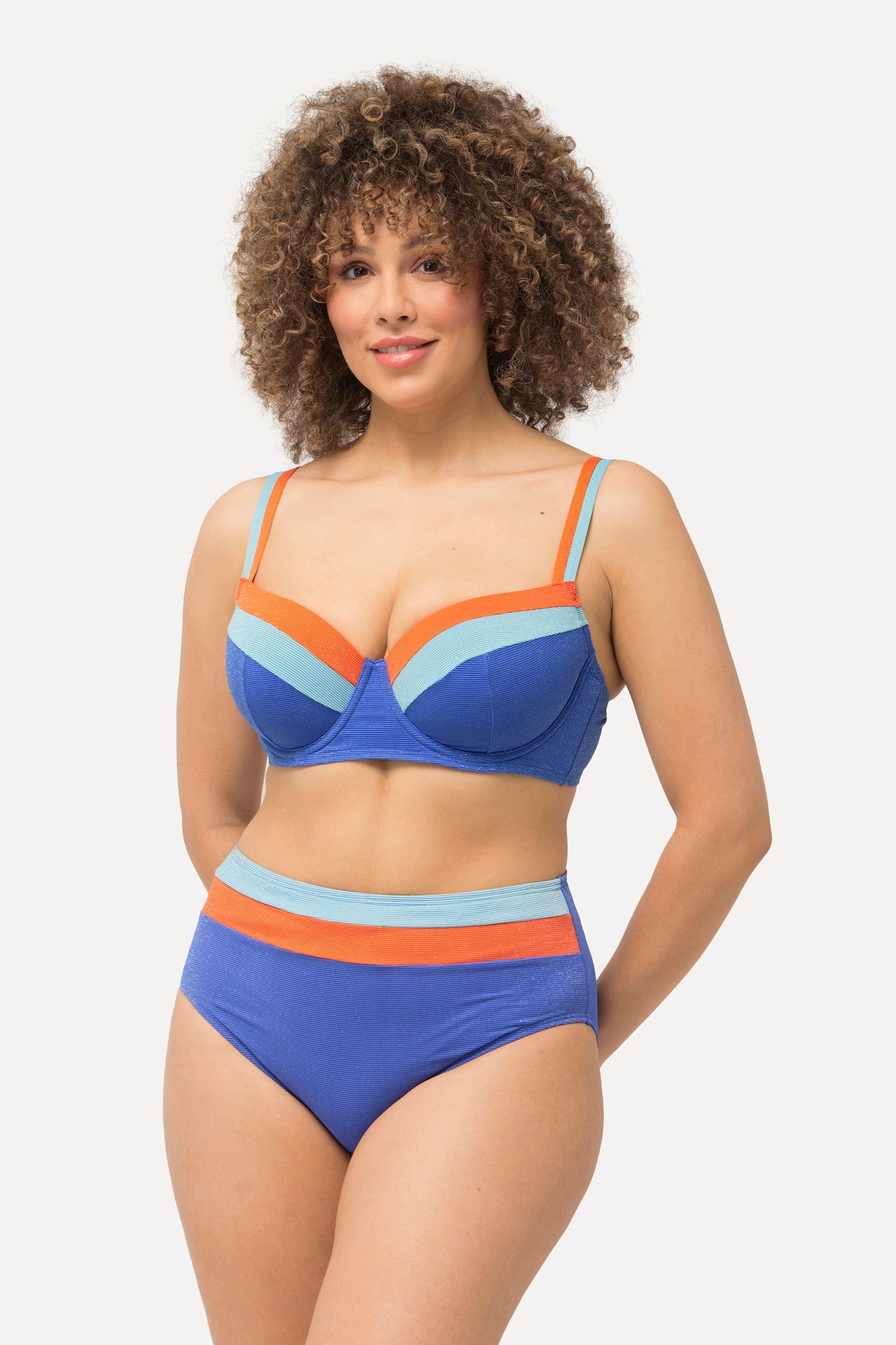 Ulla Popken Glitzer D-Cup Bikini Softcups Bügel Doppelträger  