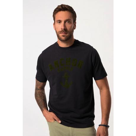 JP1880  T-shirt con mezze maniche, stampa sul petto e scollo a girocollo, fino alla tg. 8XL 