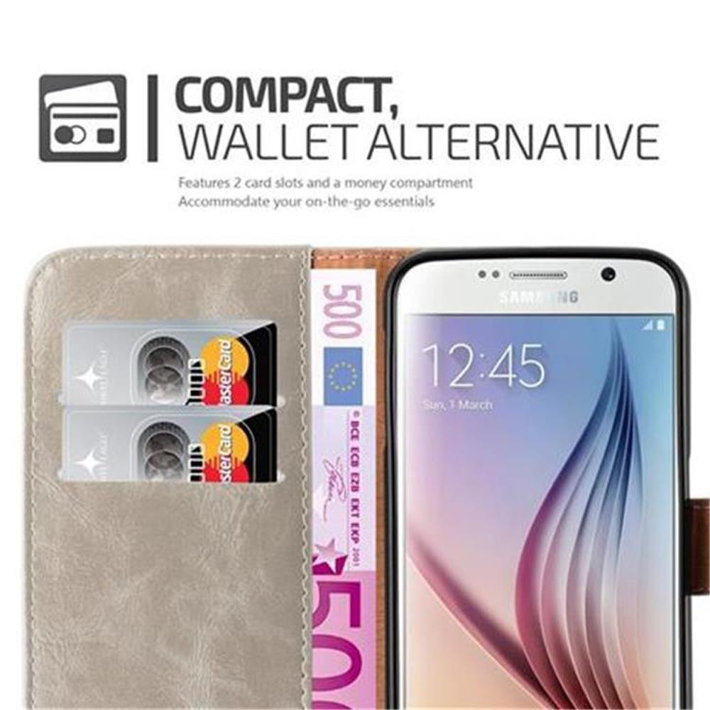 Cadorabo  Housse compatible avec Samsung Galaxy S6 - Coque de protection avec fermeture magnétique, fonction de support et compartiment pour carte 