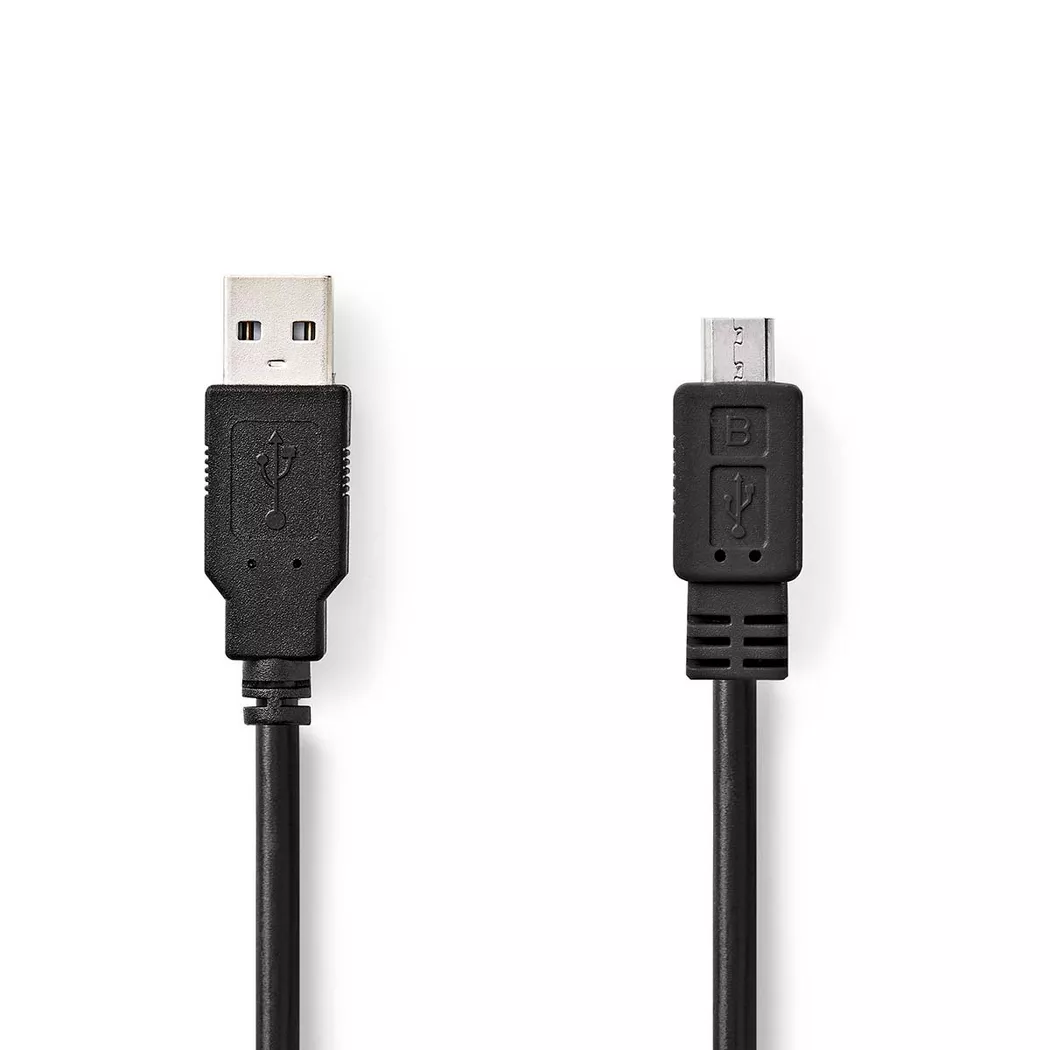 Nedis - USB-Kabel | USB 2.0 | USB-A Stecker | USB Micro-B Stecker | 480 Mbps | Vernickelt | 1,00 m | Rund | PVC | Schwarz | Box, One Size