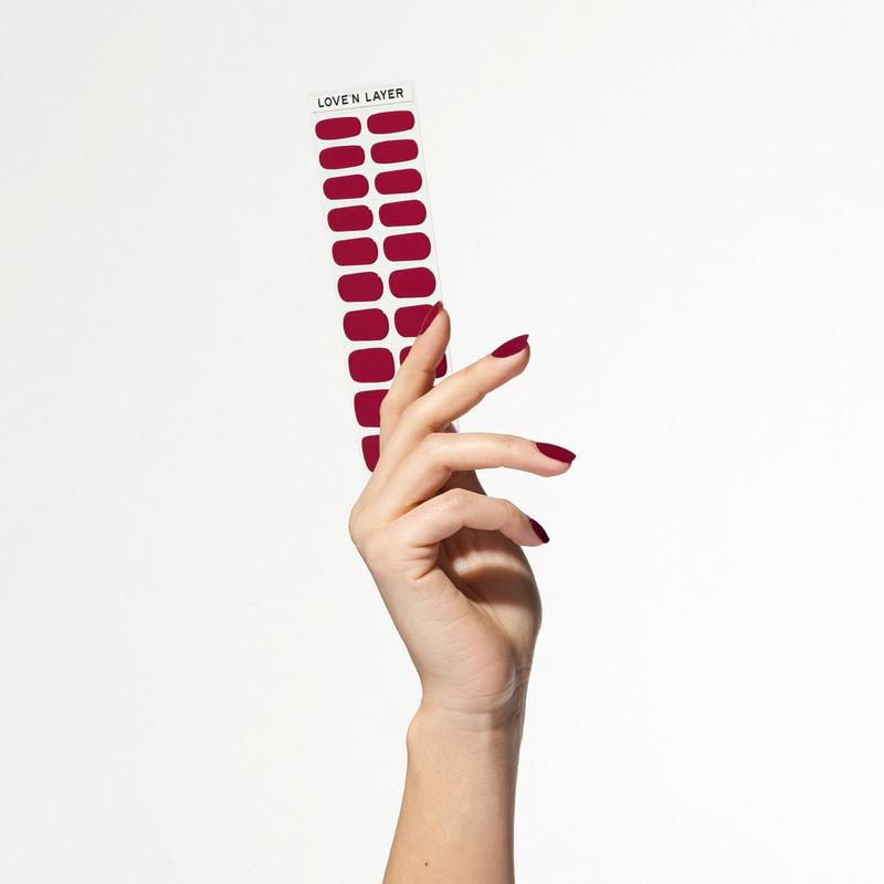 Lovenlayer  adesivi per unghie Autocollants pour ongles Solid Burgundy Red 