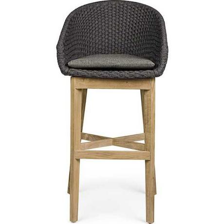 mutoni Tabouret de bar de jardin Coachella avec coussins anthracite  