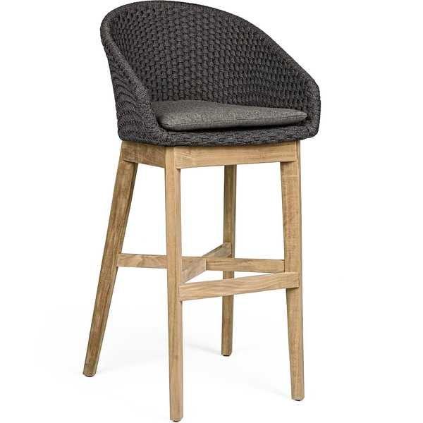 mutoni Tabouret de bar de jardin Coachella avec coussins anthracite  