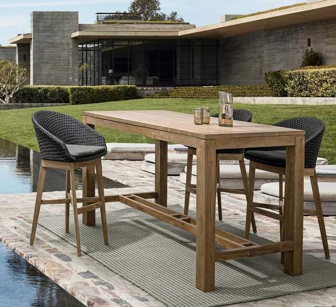 mutoni Tabouret de bar de jardin Coachella avec coussins anthracite  