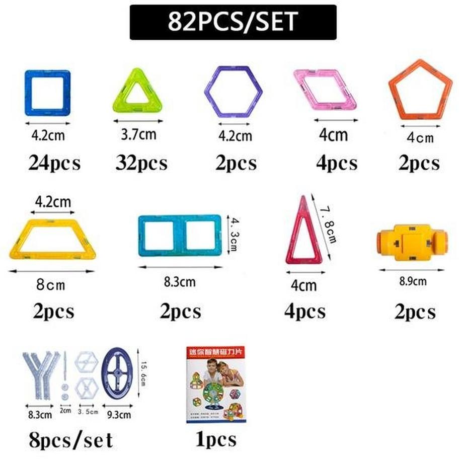 Gameloot  Magnetische Bauteile - Ein perfektes Geschenk für Kinder (82 Stück) 