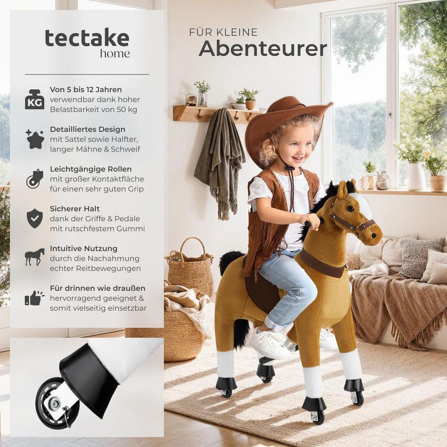 Tectake  Cheval à bascule sur roulettes  au design réaliste 