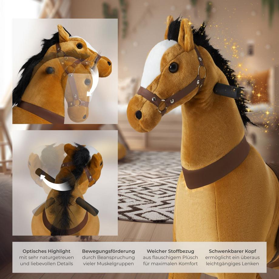 Tectake  Cheval à bascule sur roulettes  au design réaliste 