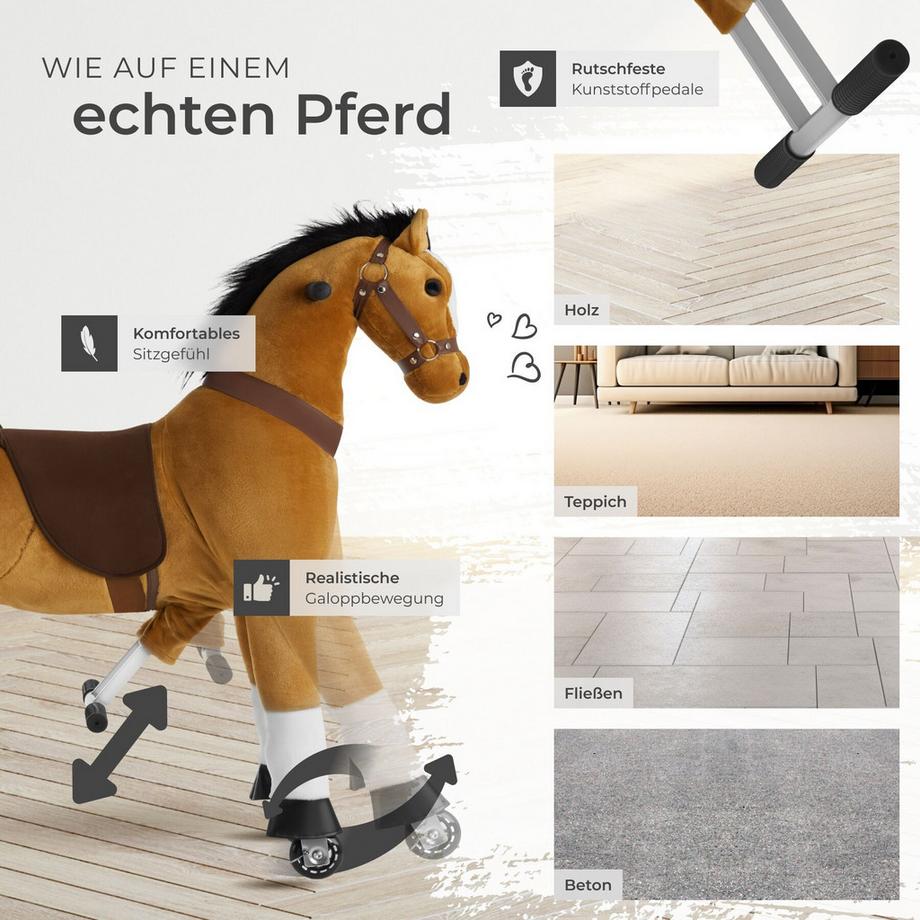 Tectake  Cheval à bascule sur roulettes  au design réaliste 