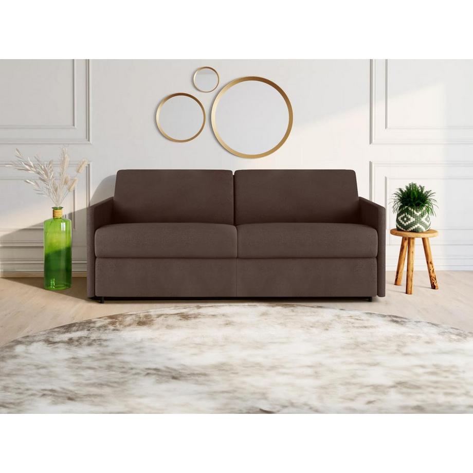 Vente-unique Schlafsofa 4Sitzer Stoff Liegefläche MatratzenBraun CALIFE  