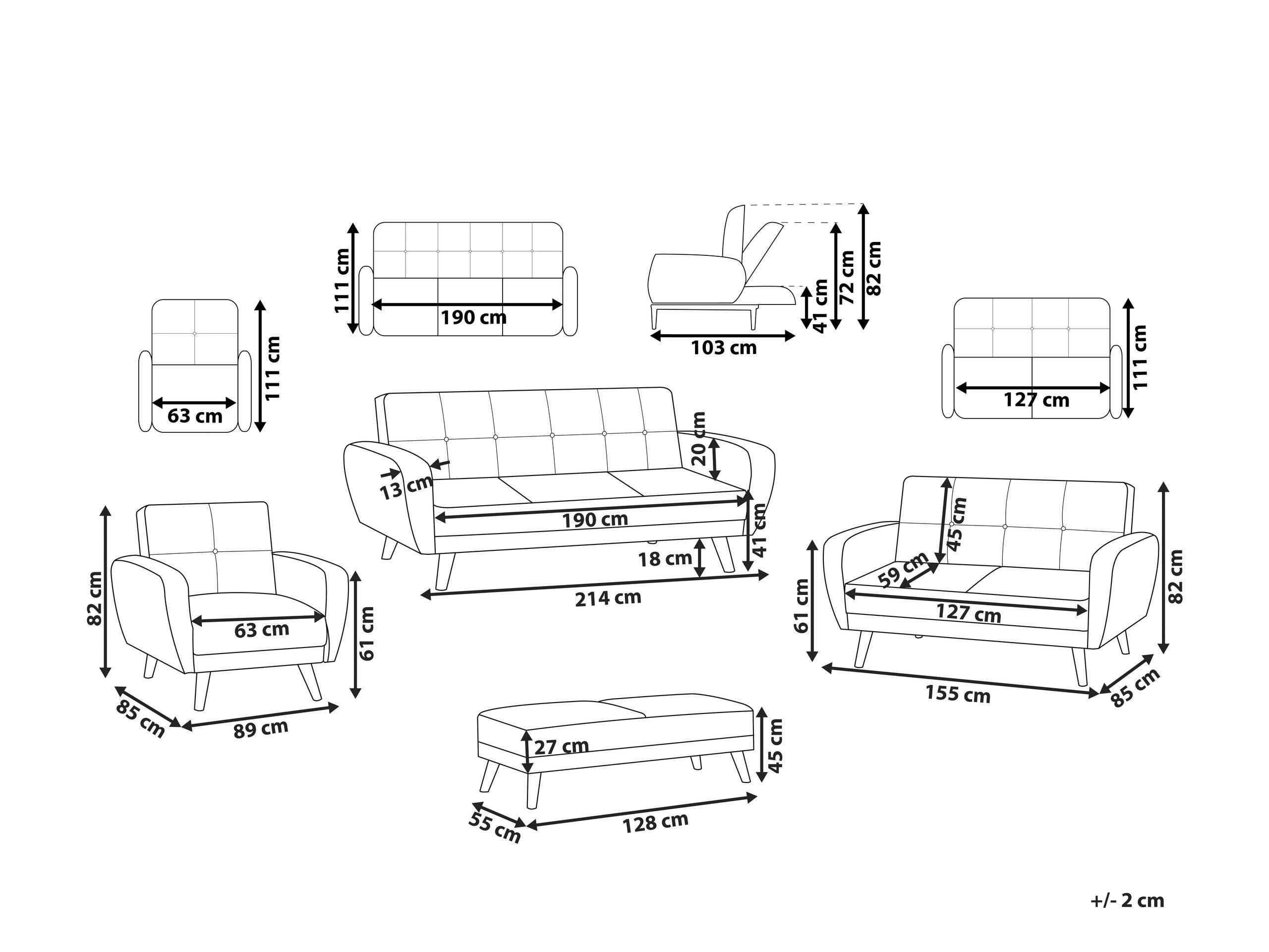 Beliani Wohnzimmer Set aus Polyester Retro FLORLI  