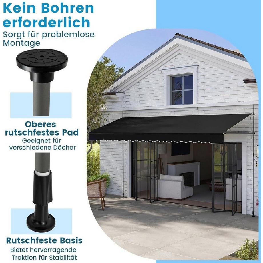 Northix Einziehbare Markise, Installation ohne Bohren  