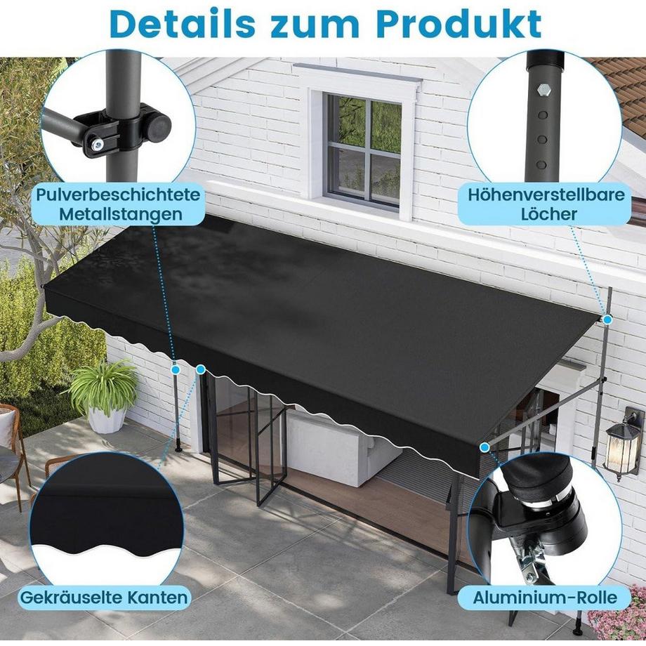 Northix Einziehbare Markise, Installation ohne Bohren  