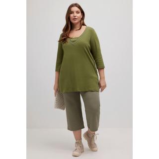 Ulla Popken  Culottes in cotone biologico con taglio della gamba ampio e cintura comfort 