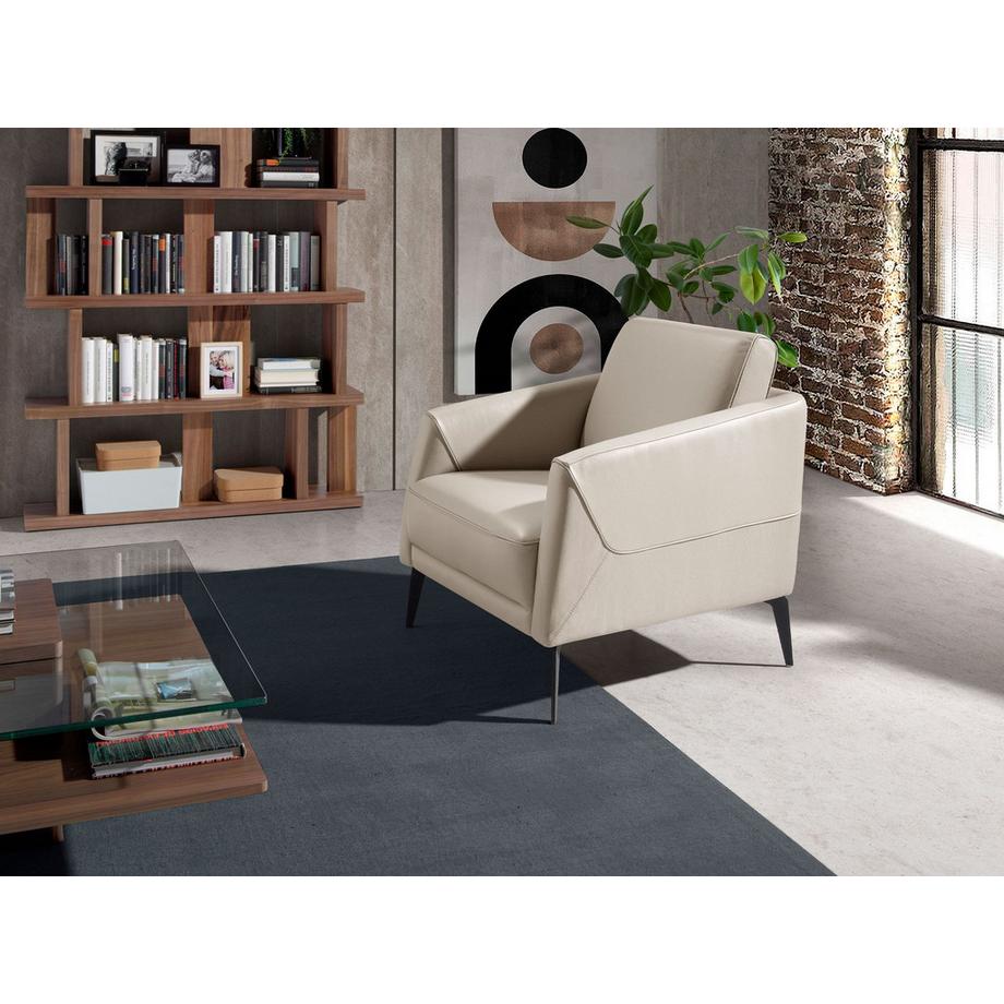 ANGEL CERDA Poltrona in pelle grigio taupe  