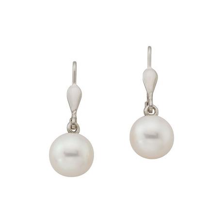 MUAU Schmuck  Ohrhänger Weissgold 750 Süsswasserperle 21x8mm 