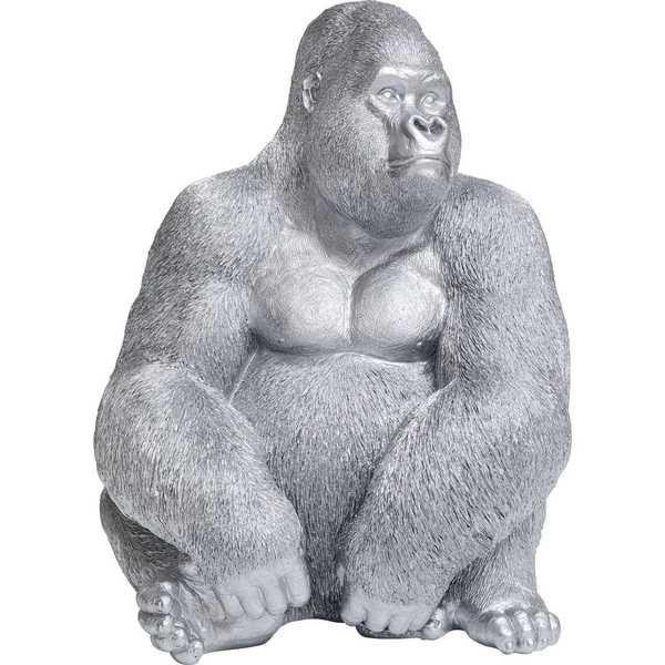 KARE Design Deko Figur Monkey Gorilla Side XL Silber Matt  