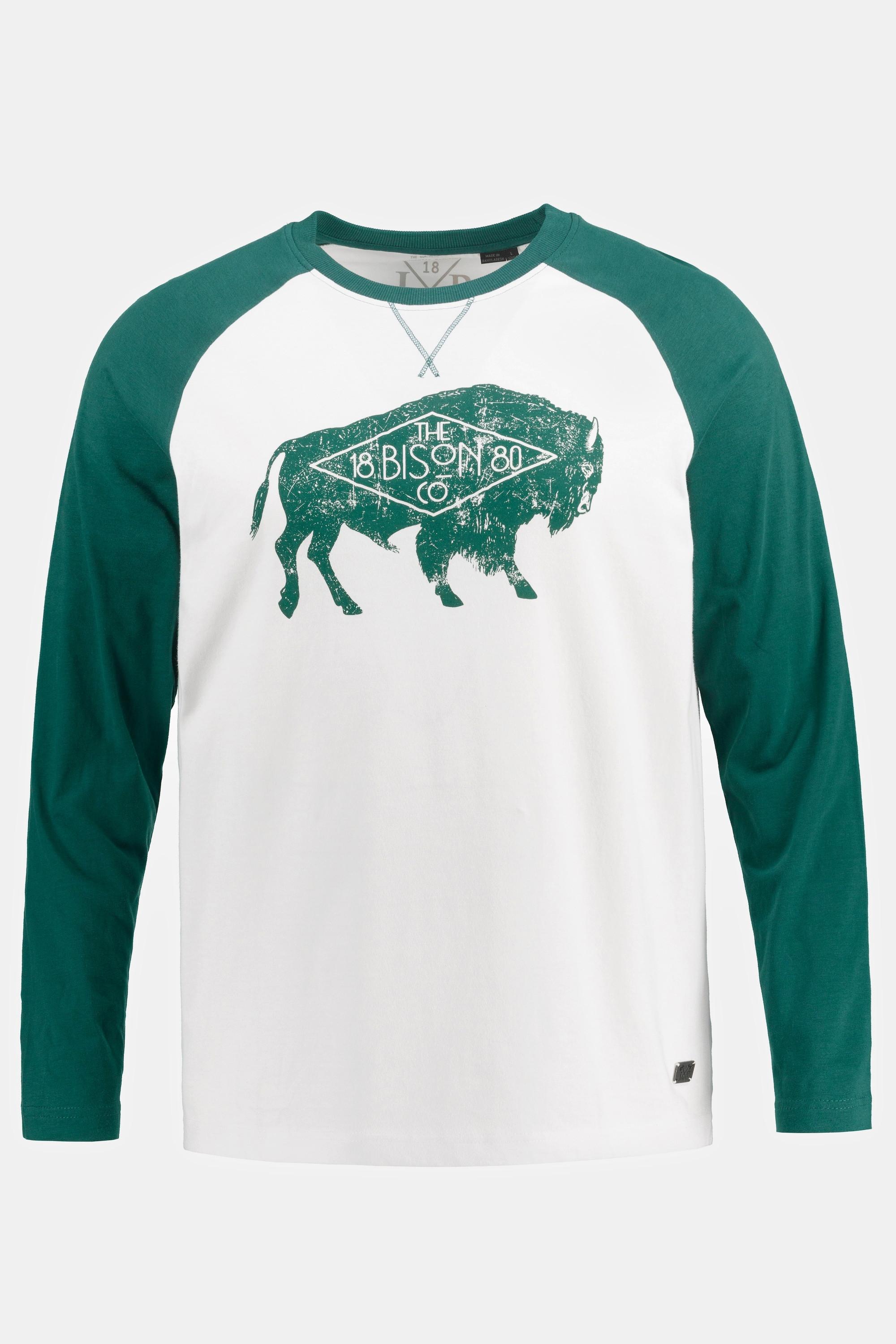 JP1880  T-Shirt, Langarm, zweifarbig, Bison Print 