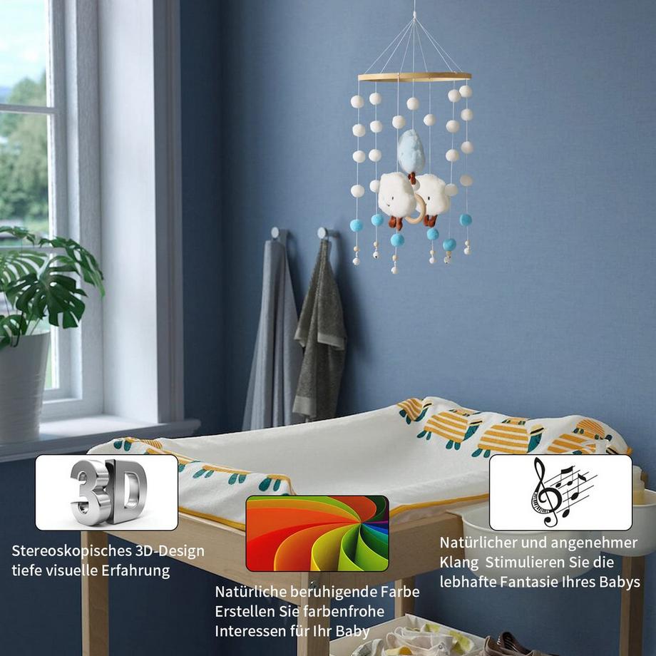 Activity-board  Baby-Mobile aus Holz für das Babybett, Windspiel für die Kinderzimmerdekoration 