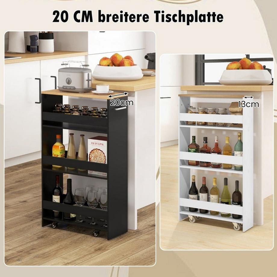 Northix Chariot de cuisine étroit à 4 niveaux, à roulettes  