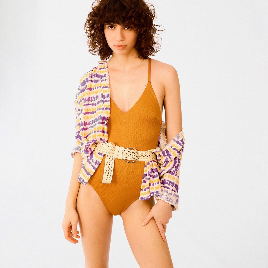 La Redoute Collections Costume da bagno Testurizzato Scollo Ballerina  