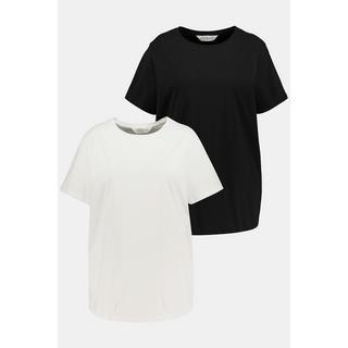 Studio Untold  T-shirt long, encolure arrondie, oversize, manches courtes, lot de 2 