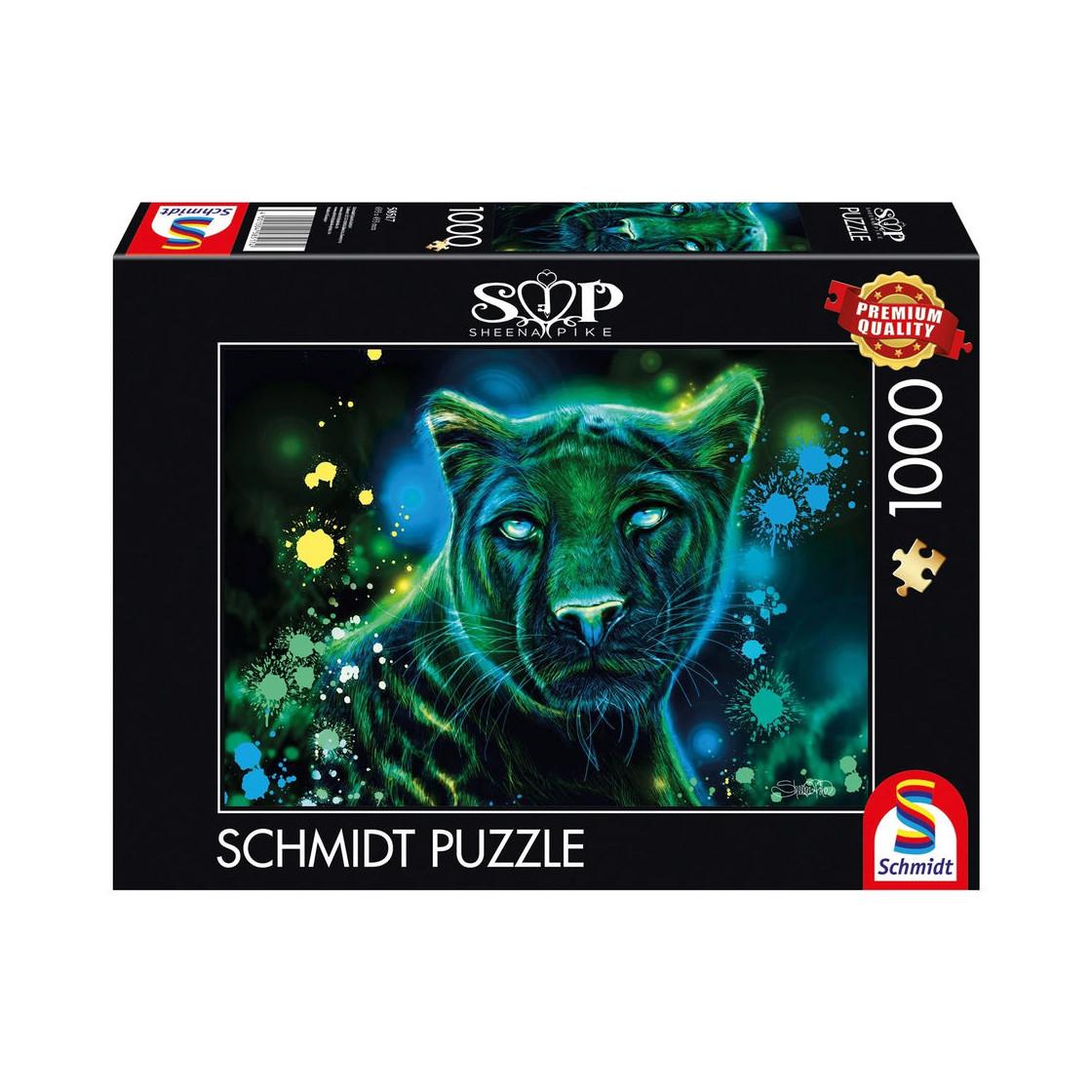 Image of Puzzle Neon Blau-grüner Panther (1000Teile)