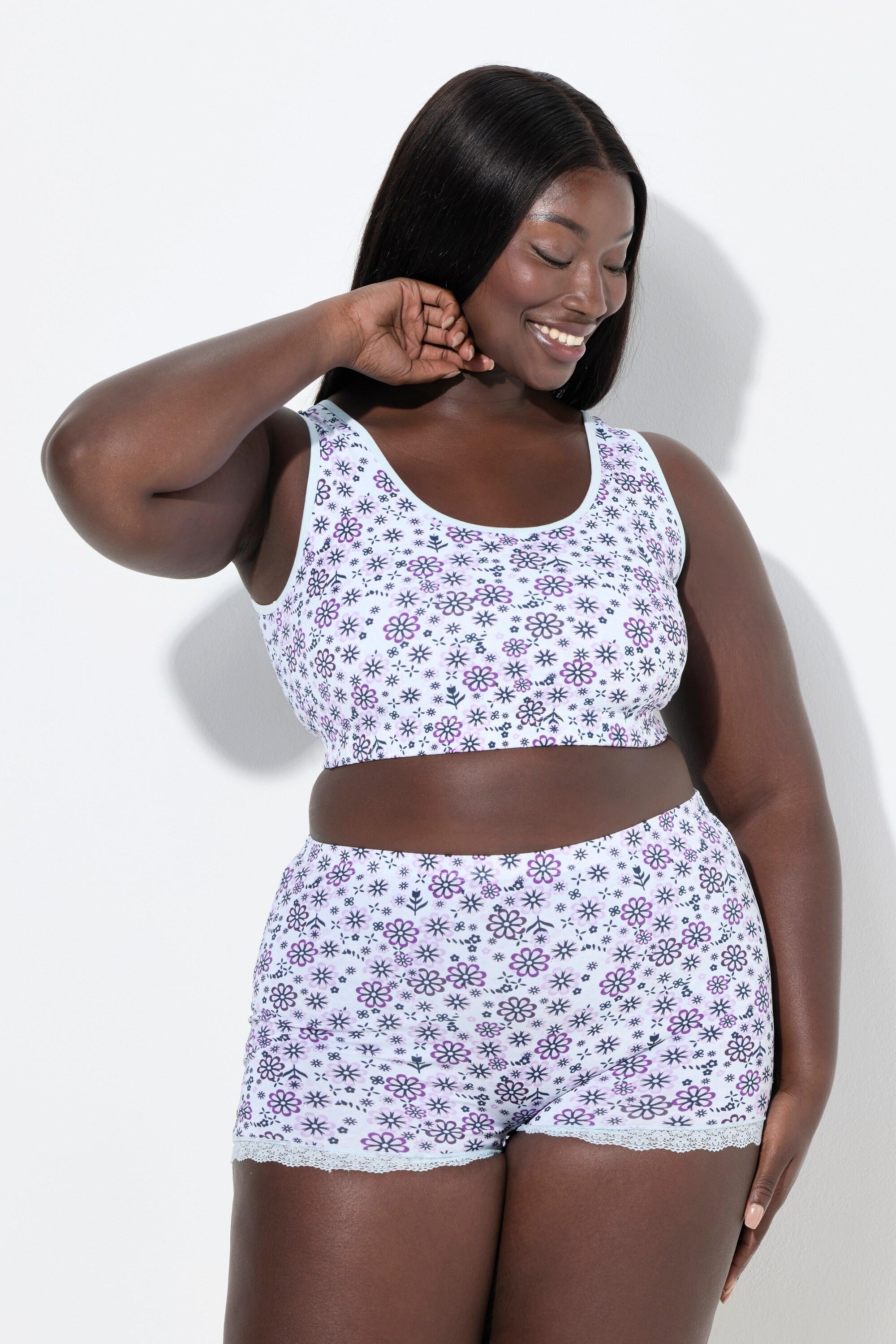 Ulla Popken Confezione da 2 bustier stampati a tinta unita con scollo rotondo  