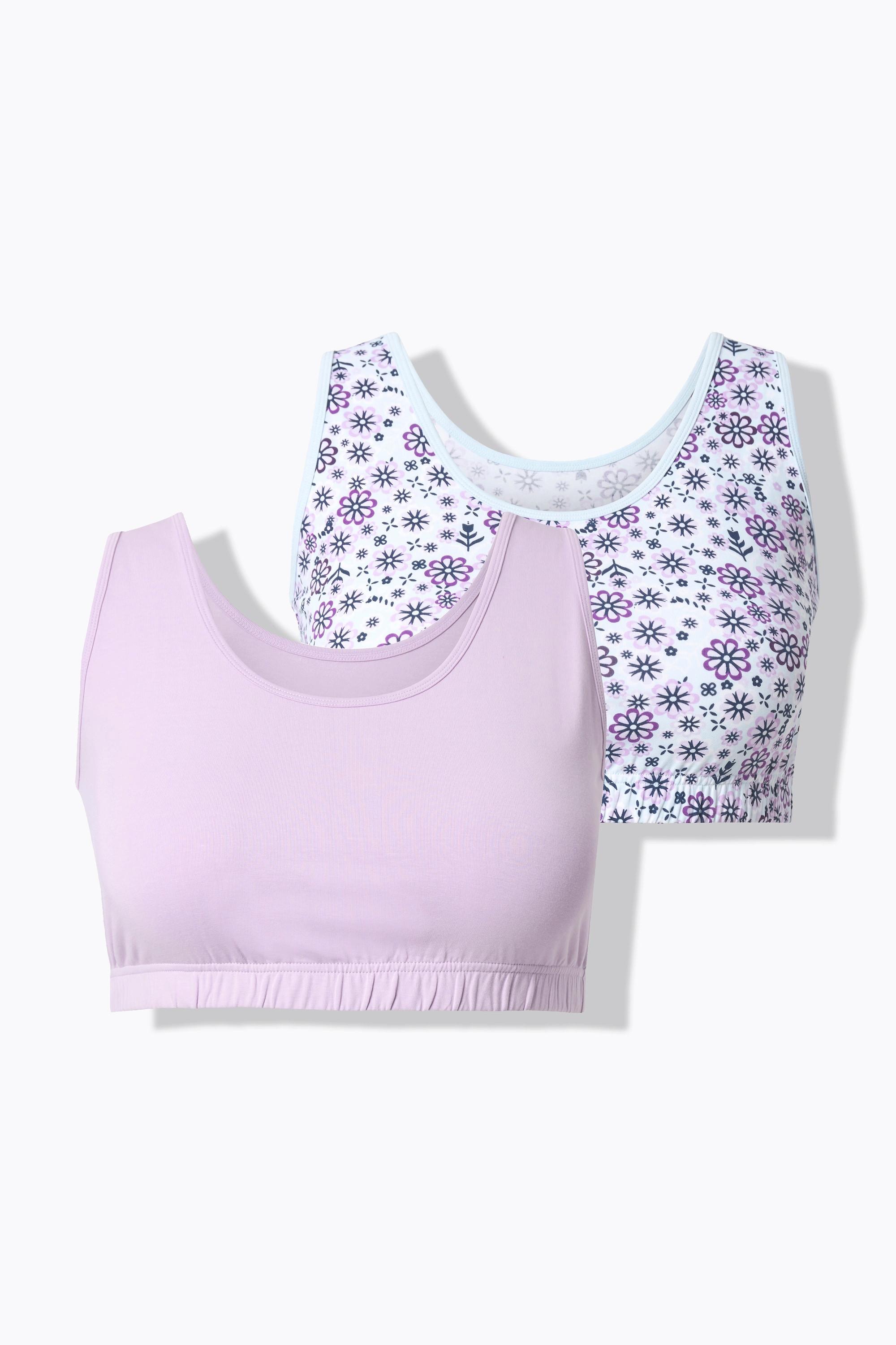 Ulla Popken Confezione da 2 bustier stampati a tinta unita con scollo rotondo  