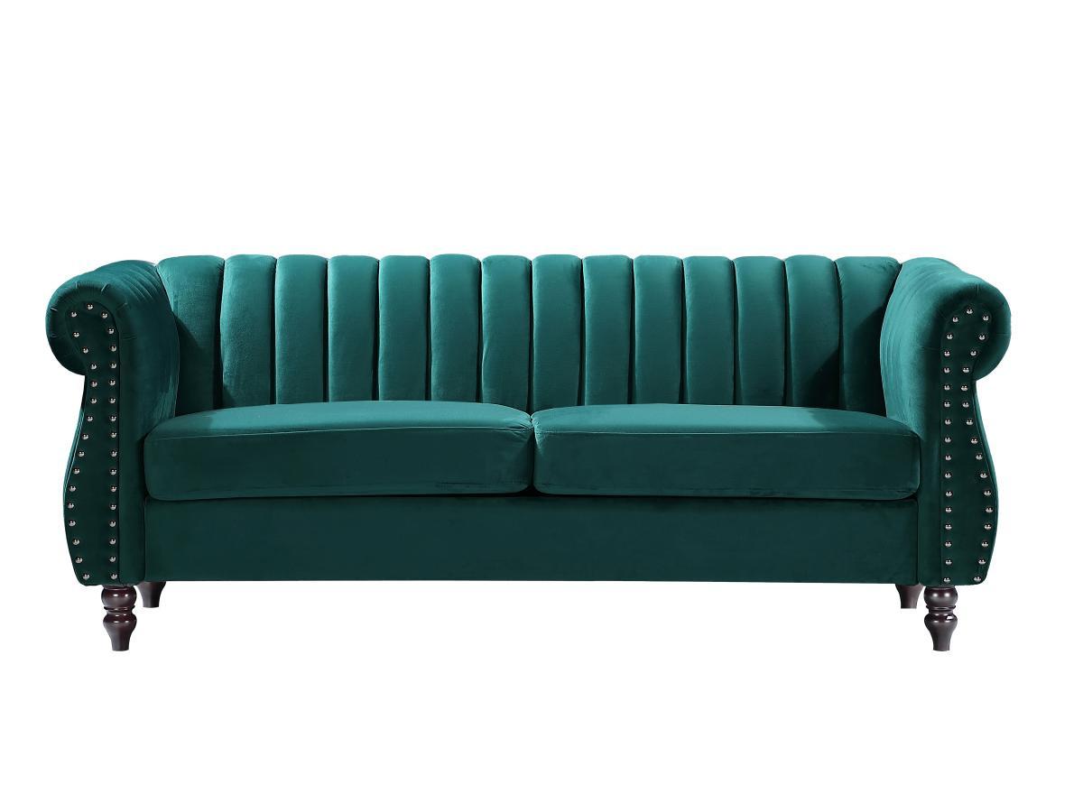 Vente-unique Chesterfield-Sofa - 3-Sitzer - Samt - Smaragdgrün - TRUMBO  