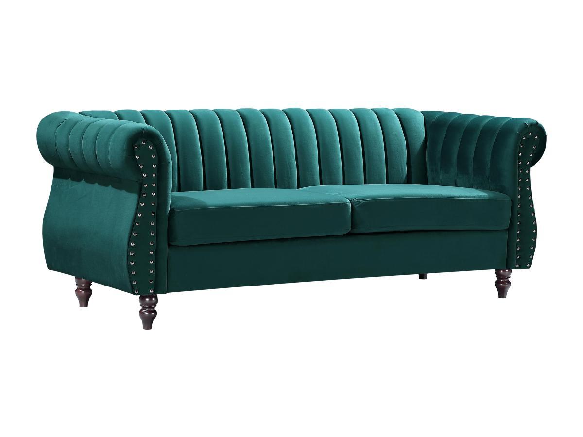 Vente-unique Chesterfield-Sofa - 3-Sitzer - Samt - Smaragdgrün - TRUMBO  