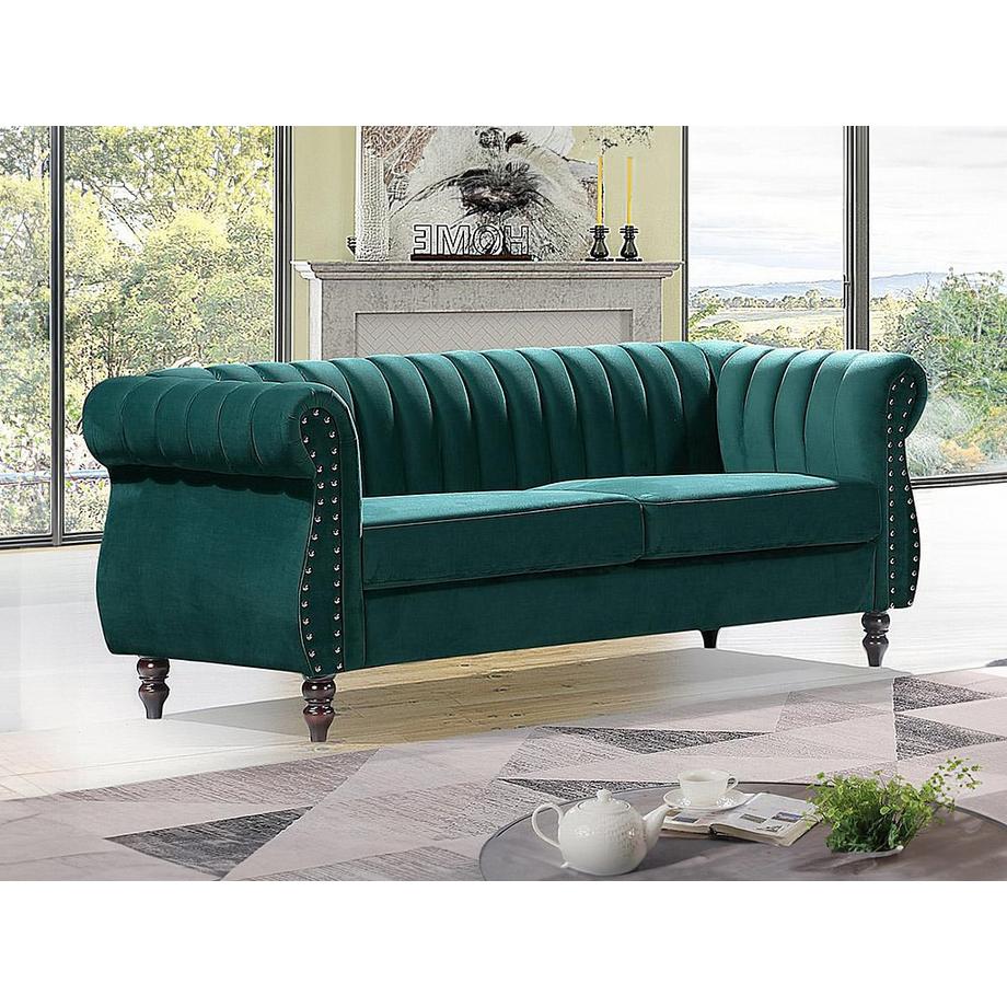 Vente-unique Chesterfield-Sofa - 3-Sitzer - Samt - Smaragdgrün - TRUMBO  