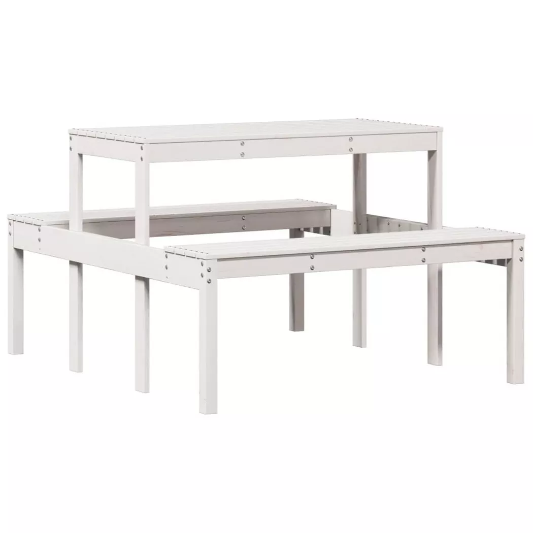 VidaXL - Table de pique-nique bois de pin, One Size, Blanc